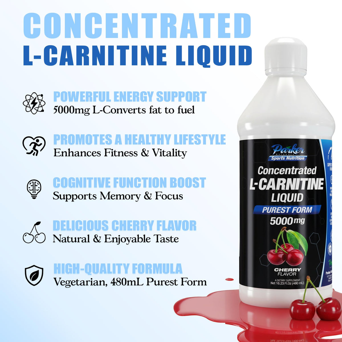 Parker Naturals Liquid L-Carnitine 5000mg - 16.23 fl oz - image 2