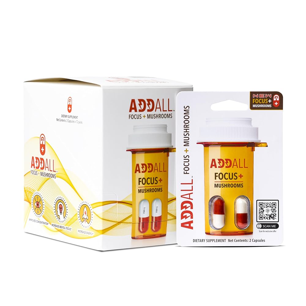 Addall Focus + Mushrooms Memory Supplement - 24 Capsules