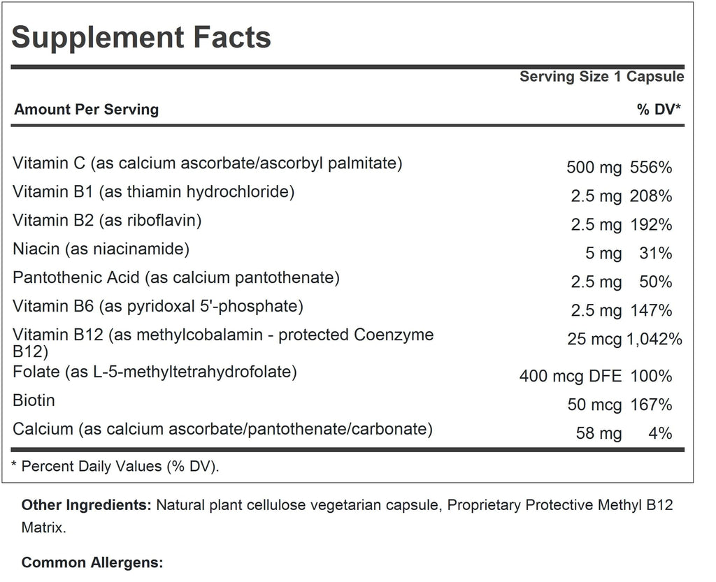 ANDREW LESSMAN Vitamin C 500 Plus B-Complex Capsules - Non-Acidic