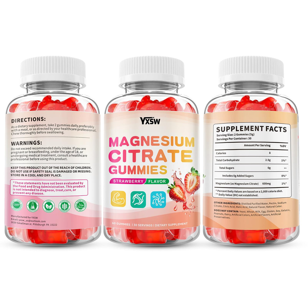 YXSW Magnesium Citrate Gummies 600mg - 60 Count - image 8