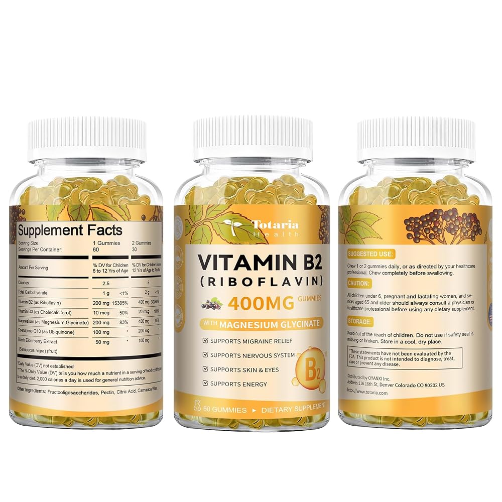 Totaria Vitamin B2 Riboflavin 400mg Gummies - 60 Gummies - image 9
