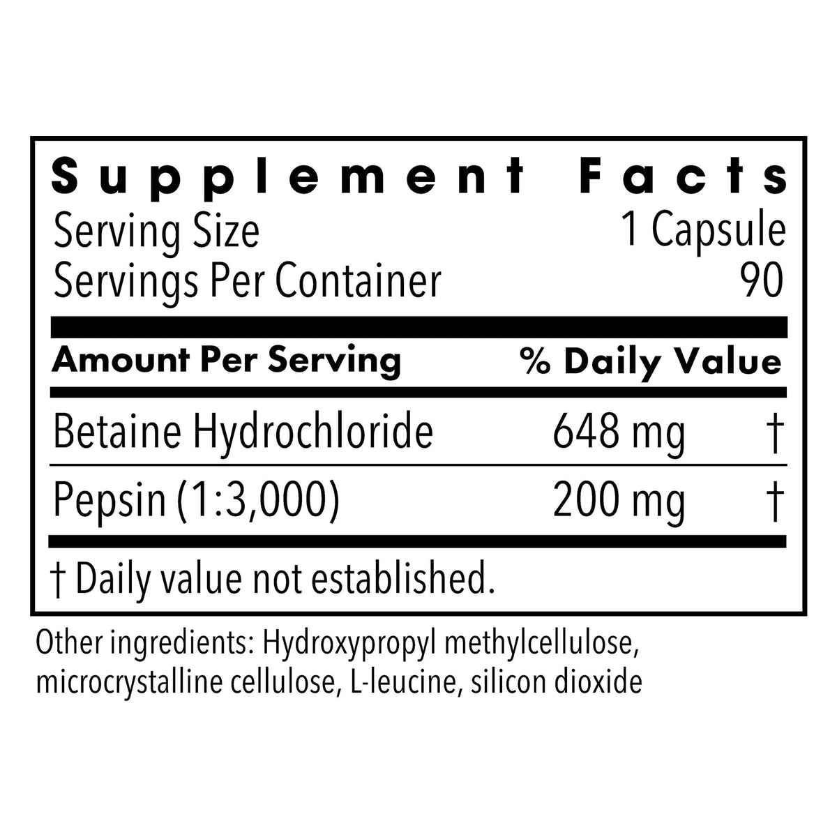 Metabolic Maintenance Betaine HCl with Pepsin - 100 Capsules - image 2