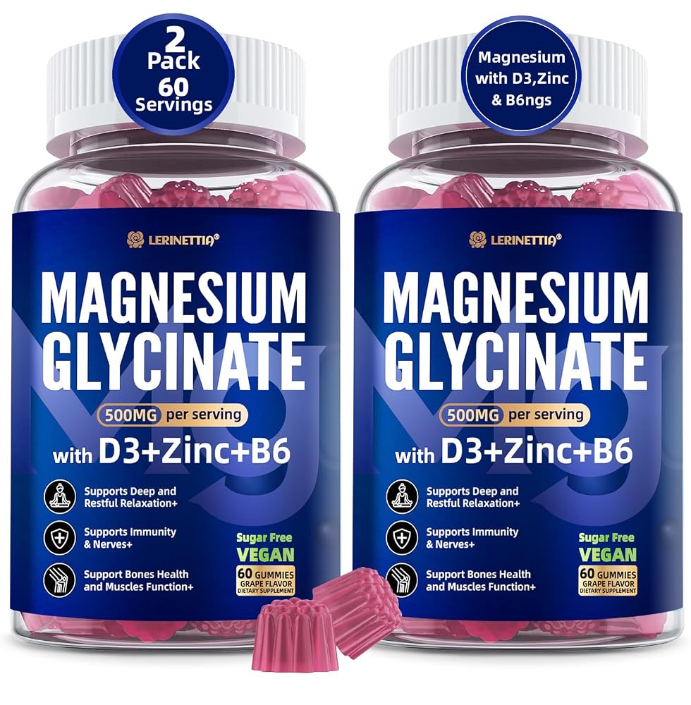 Lerinettia Magnesium Glycinate Gummies 500mg for Sleep - 120 Gummies