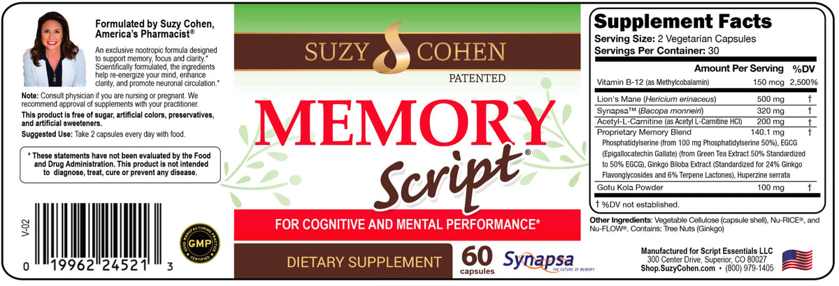 Script Essentials Memory Script Lions Mane Nootropic - 1 Capsules - image 2