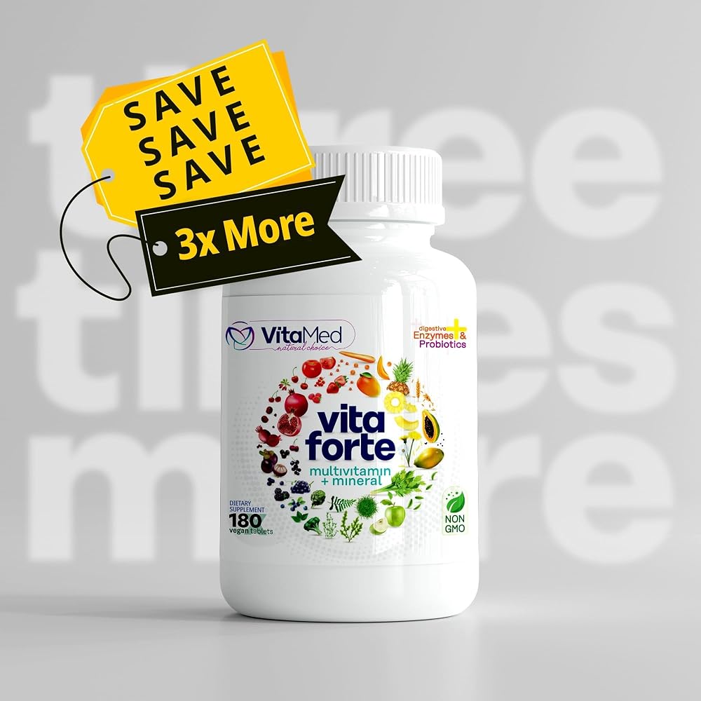 VitaMed Vita Forte Vegan Multivitamin with Probiotics - 180 Tablets - image 8