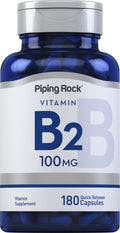 Piping Rock Vitamin B2 100mg Riboflavin - 180 Capsules