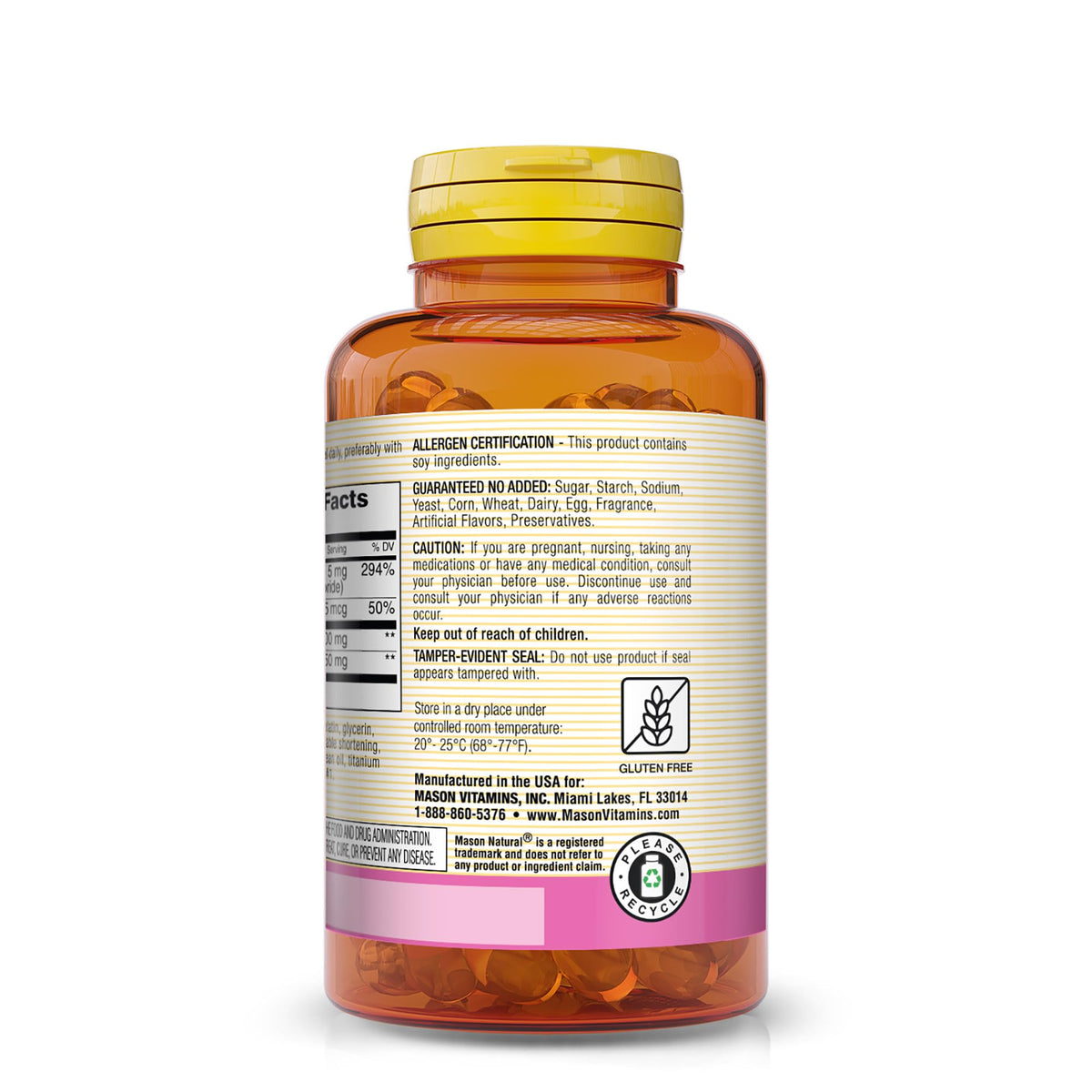 Mason Natural Lecithin with Kelp, B6 & Apple Cider Vinegar - 100 Softgels - image 3