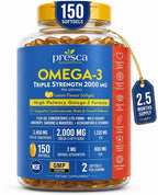 Presca Triple Strength Omega 3 Fish Oil 2400mg with Astaxanthin - 150 Softgels