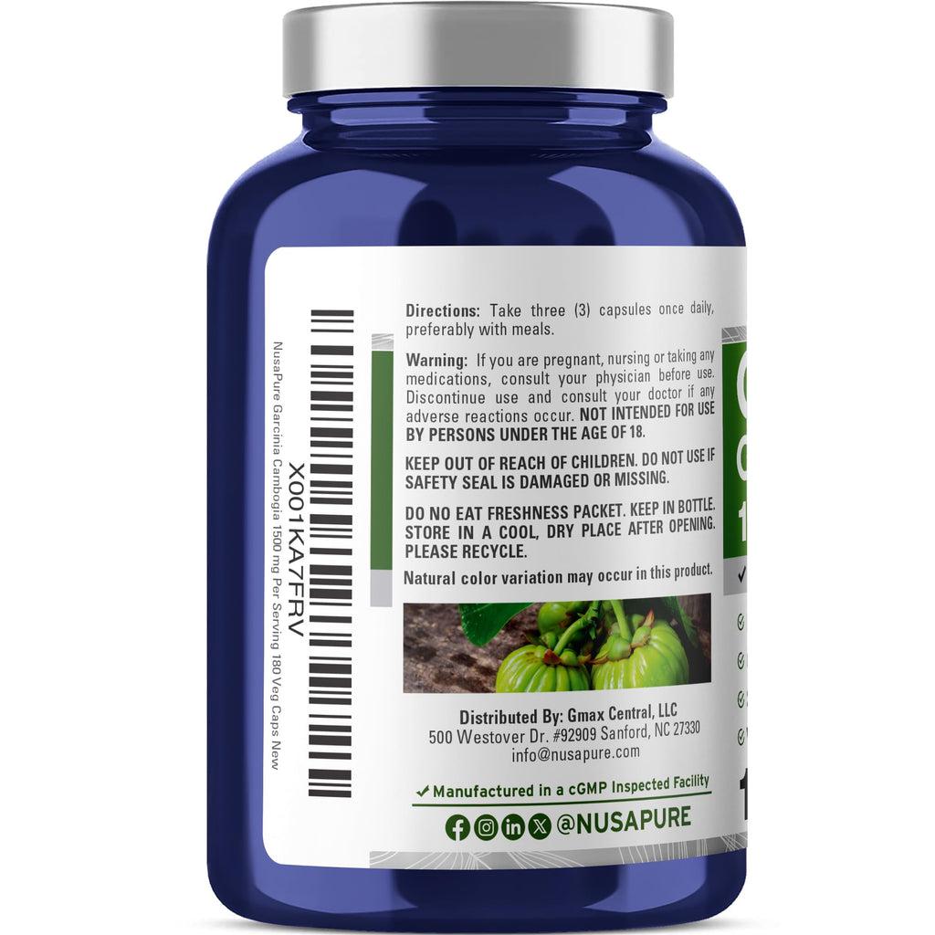 NusaPure Garcinia Cambogia 1500mg - 180 Vegetarian Capsules - image 3