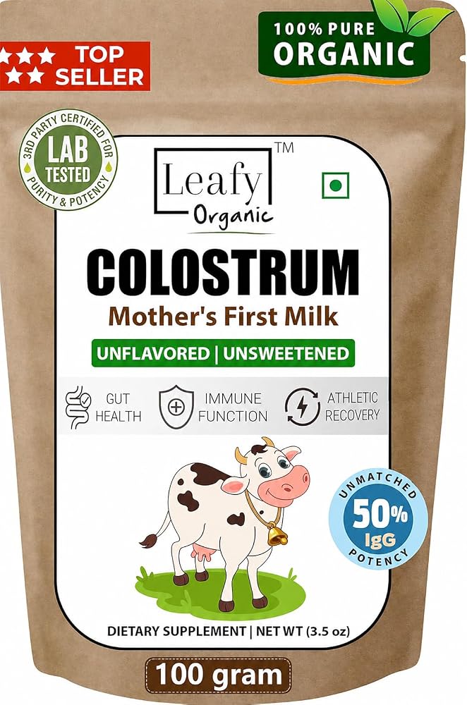 Leafy Organic Colostrum Powder for Gut Health & Immune Support - 100g
