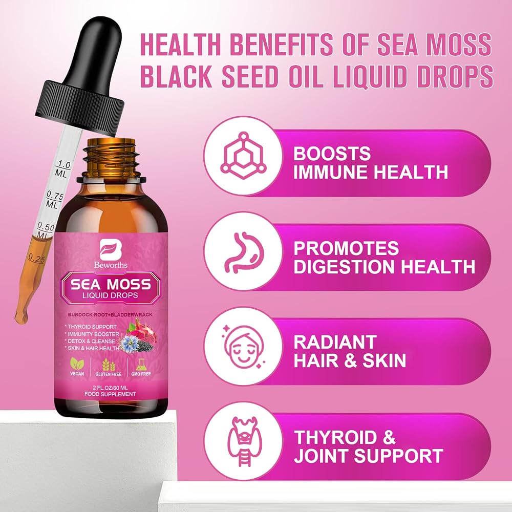 B BEWORTHS Sea Moss Liquid Drops - Black Seed Oil & Irish Sea Moss