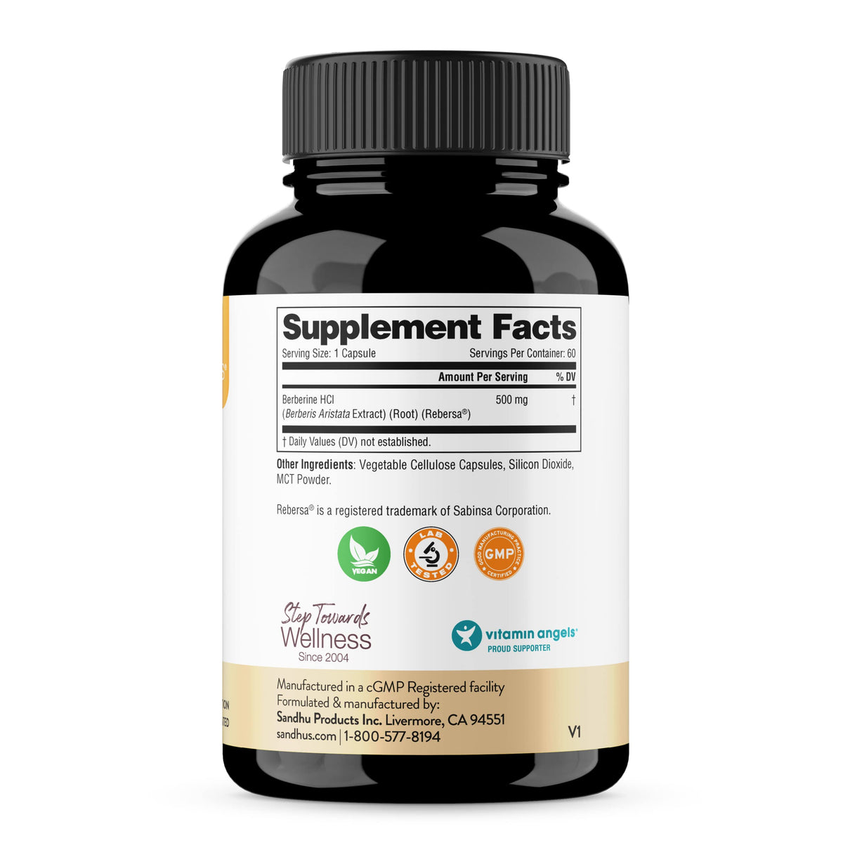 Sandhu's Berberine HCL 500mg Supplement - 60 Vegetarian Capsules - image 3