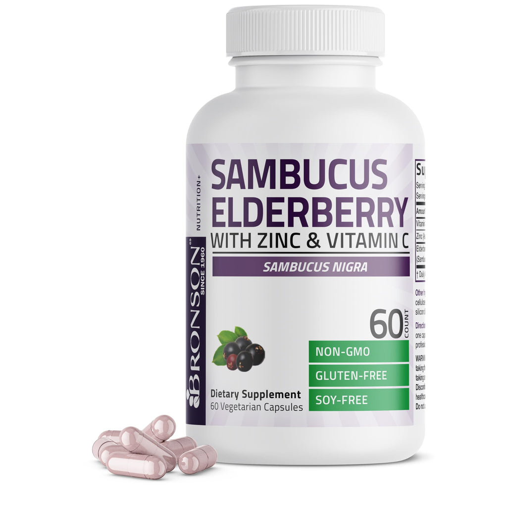 Bronson Elderberry with Zinc & Vitamin C Immune Support - 60 Capsules