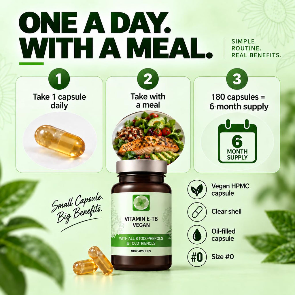 Procapsin Natural Vegan Vitamin E Capsules, All 8 Forms