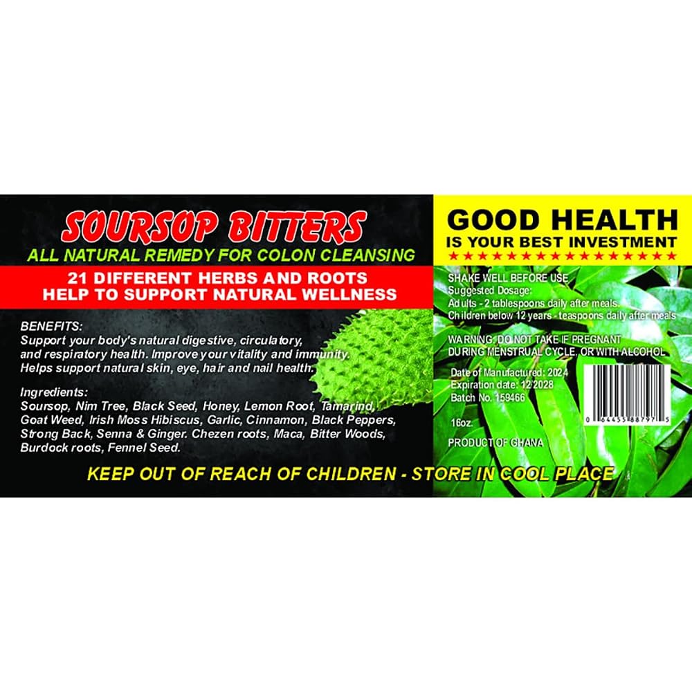 Generic Soursop Bitters 16 oz. Large Bottle - image 3