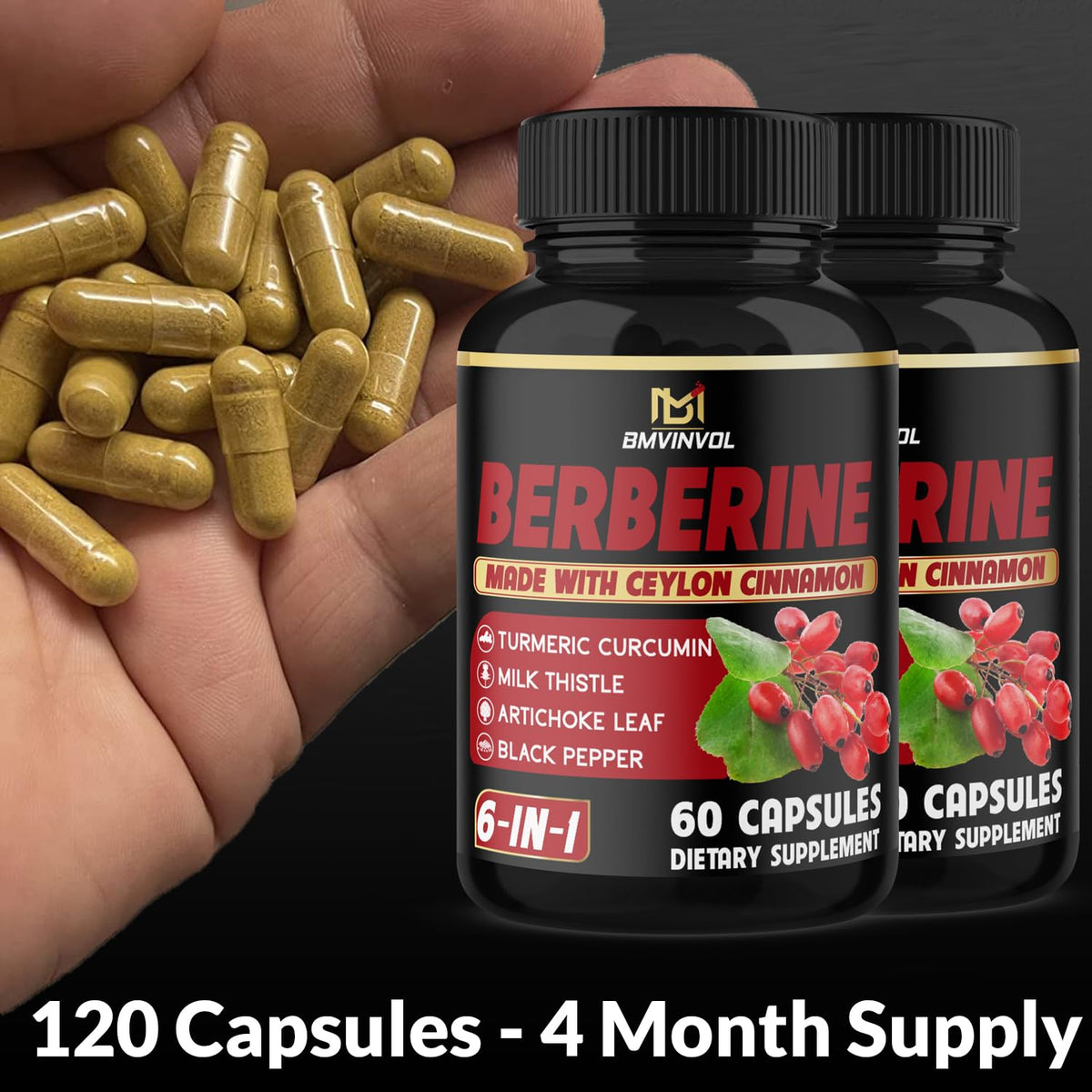 BMVINVOL Berberine Capsules with Ceylon Cinnamon