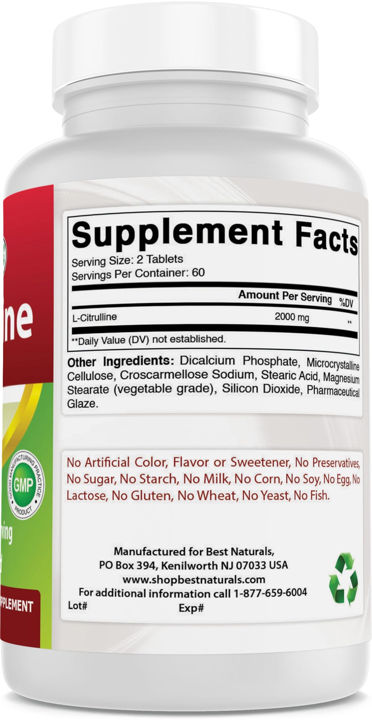 Best Naturals L-Citrulline 2000mg/Serving - Non-GMO - Gluten Free