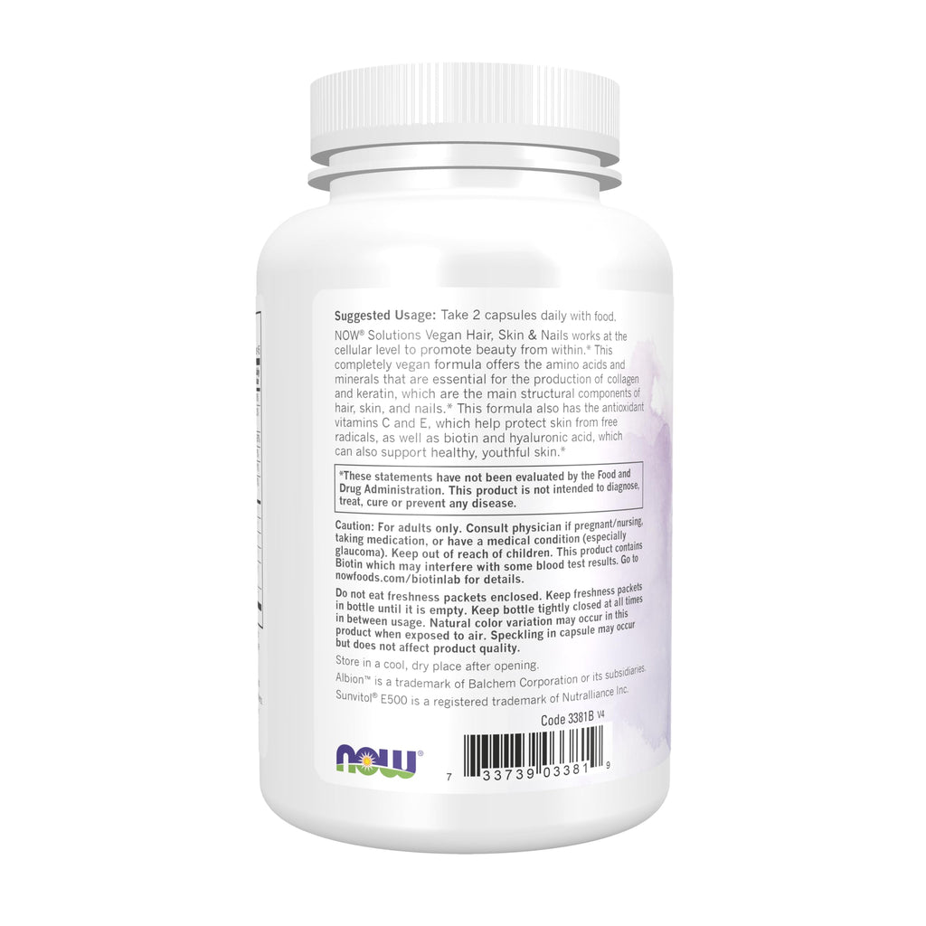 NOW Solutions Vegan Hair, Skin & Nails - 90 Vegetarian Capsules - image 3