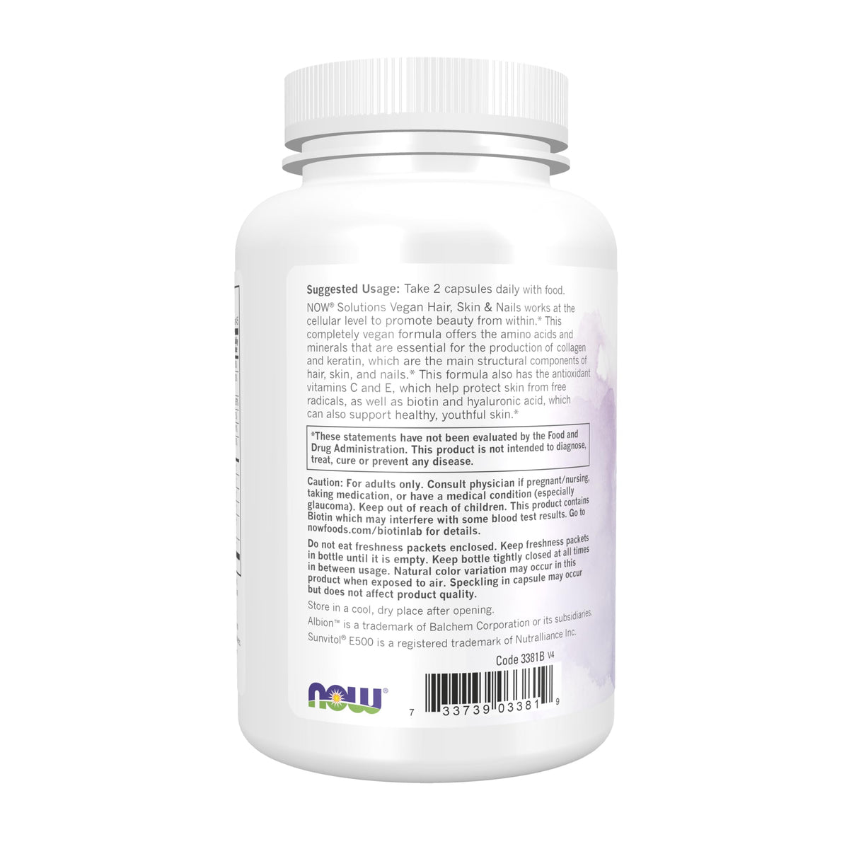 NOW Solutions Vegan Hair, Skin & Nails - 90 Vegetarian Capsules - image 3