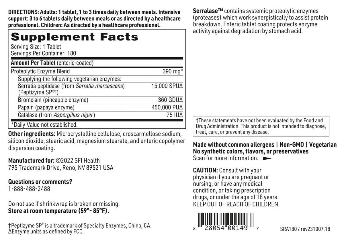 SFI Health Klaire Labs (ProThera) Serralase