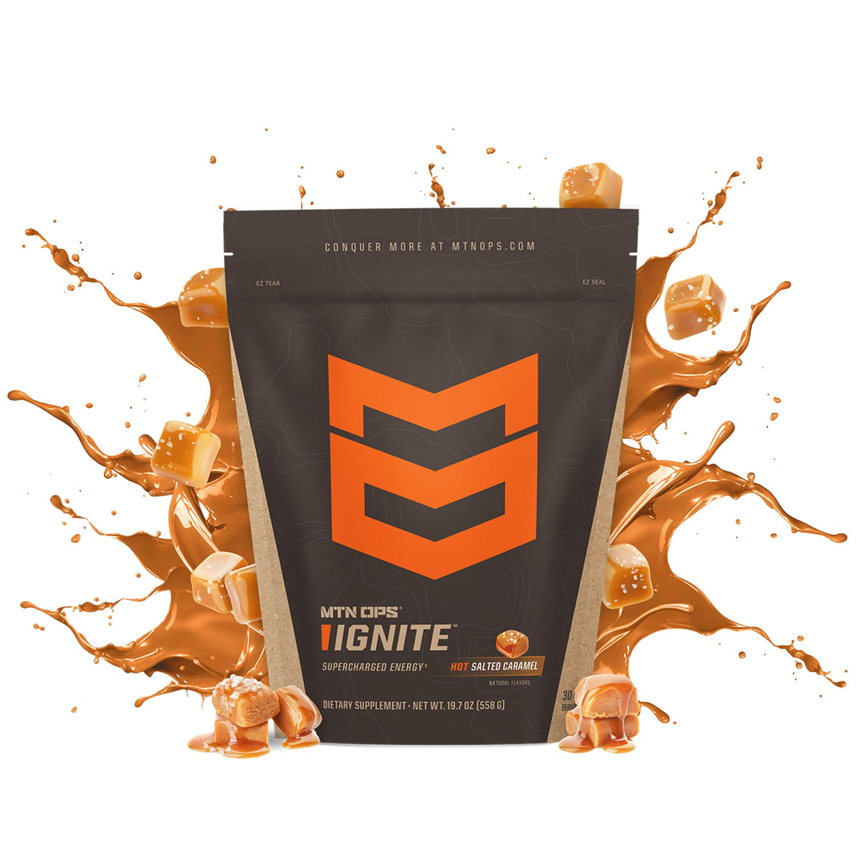 MTN OPS Hot Ignite Focus & Energy Coffee Salted Caramel - 30 Servings - image 2