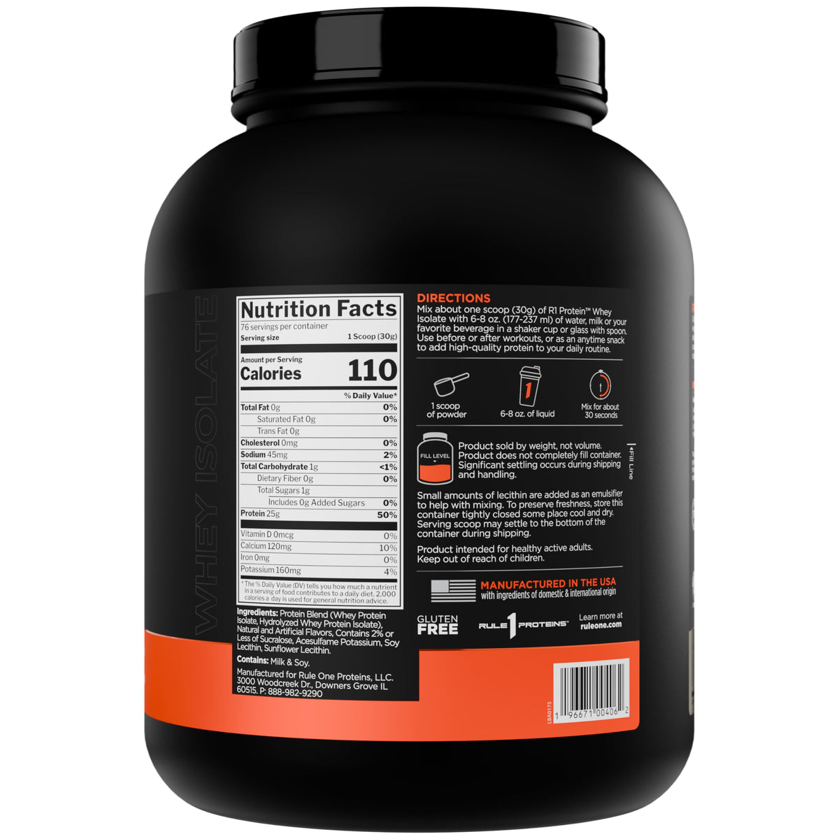 Rule 1 R1 Protein Whey Isolate - with 25g Protein & 6g BCAA