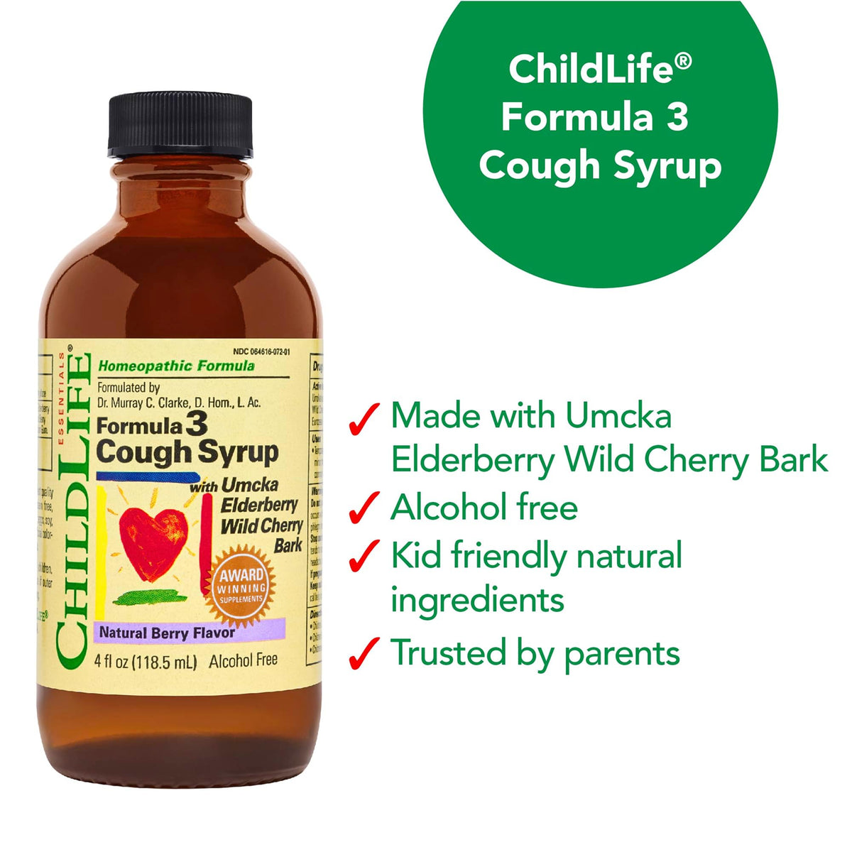 ChildLife Essentials Formula 3 Kids Cough Syrup, Berry - 4 Fl Oz - image 6