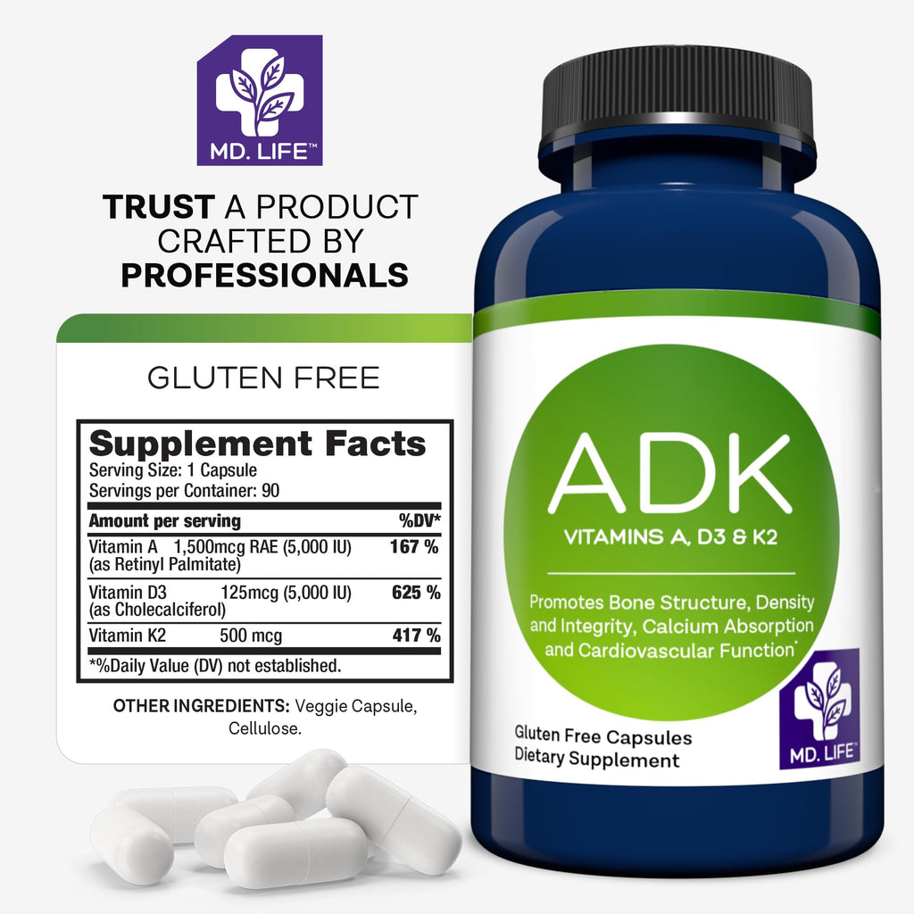 MD.LIFE ADK Vitamin Supplement with D3 and K2 - 90 Capsules - image 6