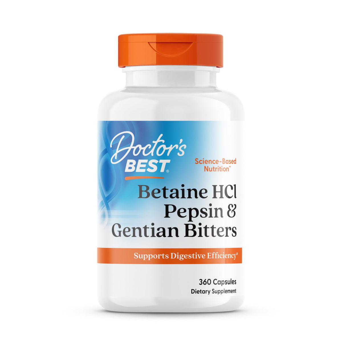 Doctor's BEST Betaine HCl Pepsin & Gentian Bitters - 360 Capsules