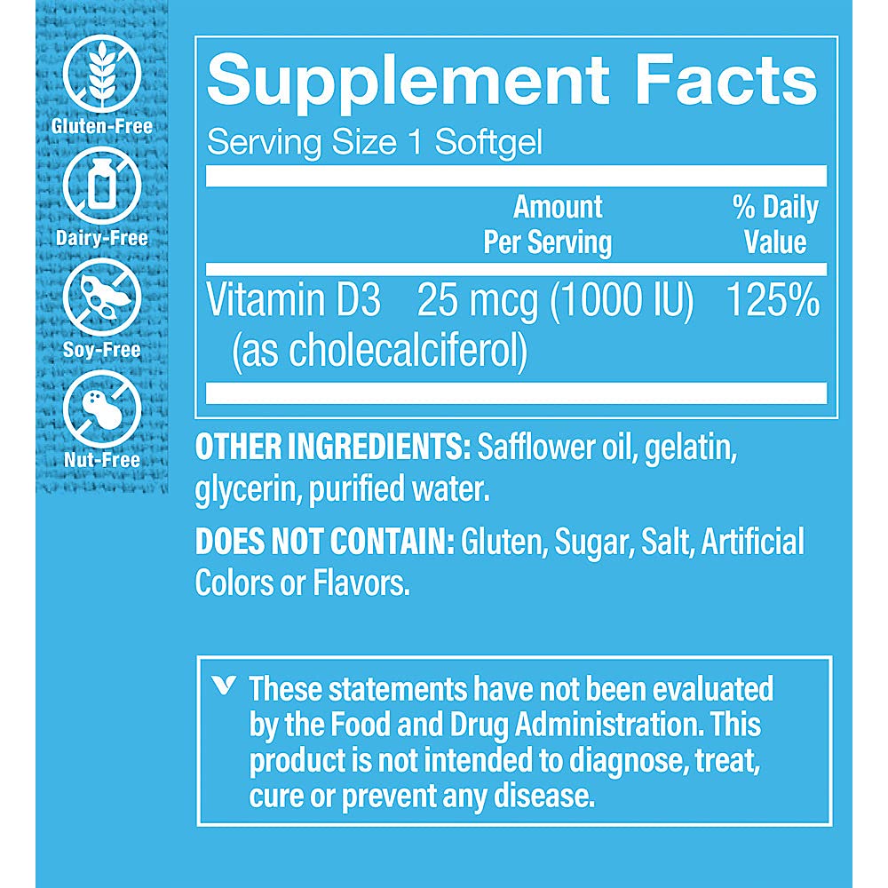 The Vitamin Shoppe Vitamin D3 1000 IU Softgels - 100 Softgels - image 2