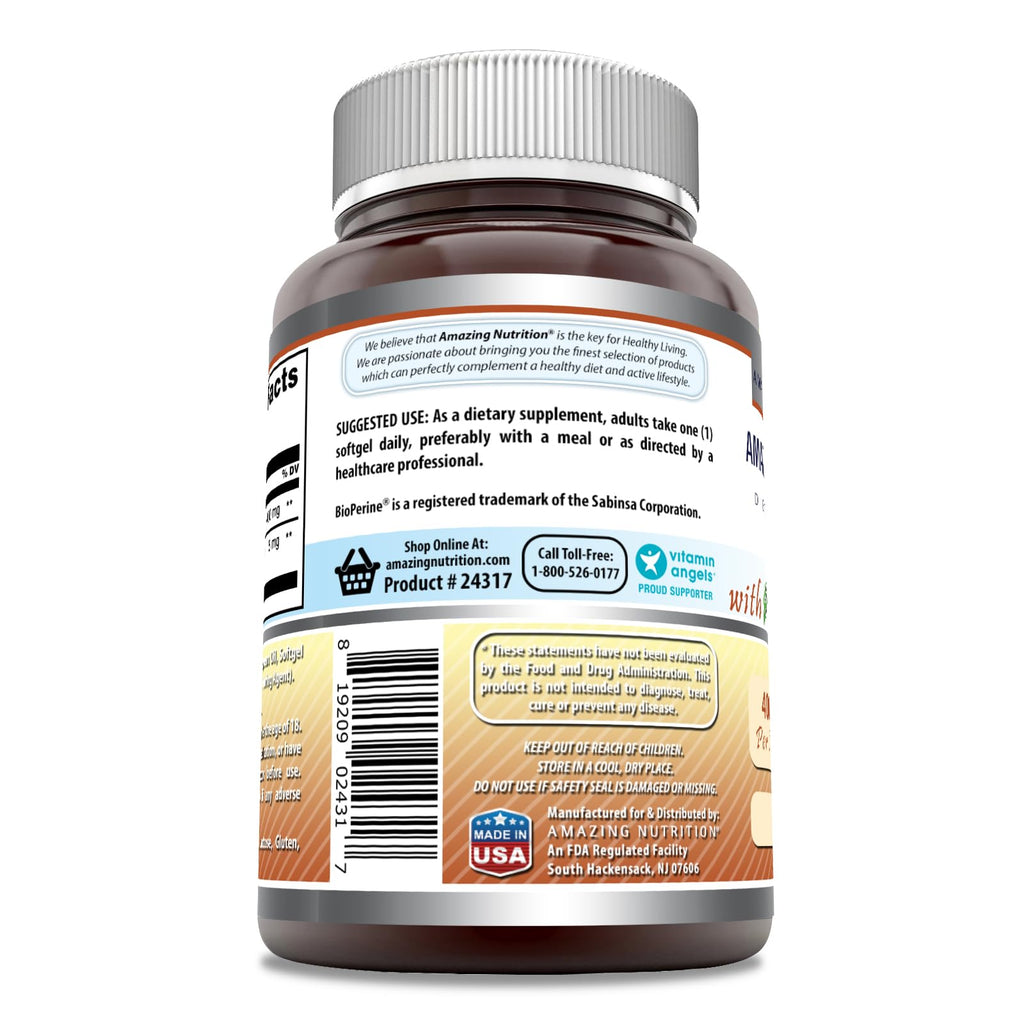 Amazing Nutrition CoQ10 with Bioperine 400 mg - 60 Softgels - image 3