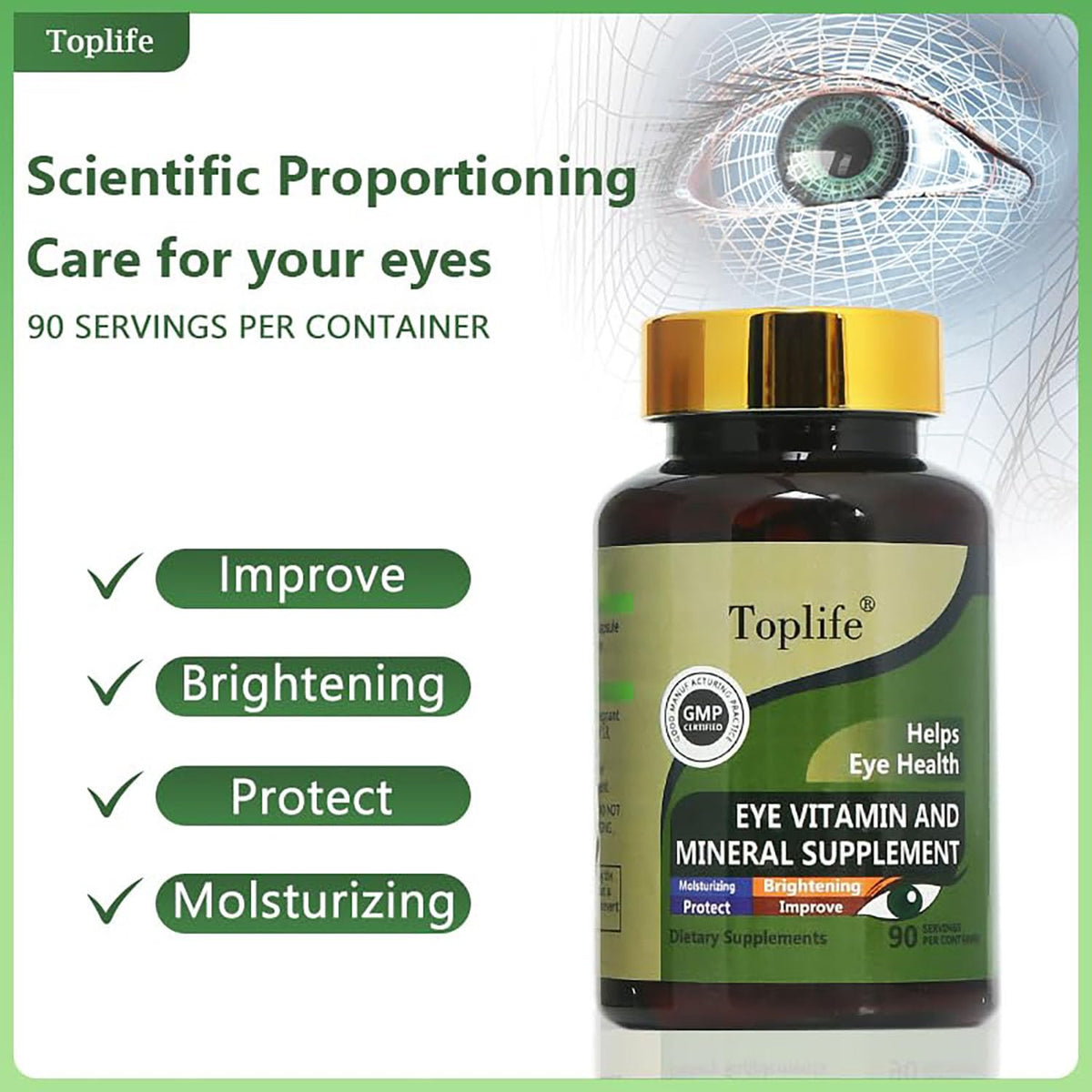 JFX Eye Vitamins with Lutein 20mg & Zeaxanthin - 180 Softgels - image 3