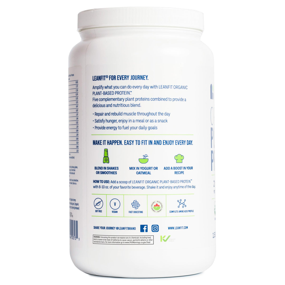 LeanFit Organic Plant-Based Protein Powder Chocolate - 18 Servings - image 8