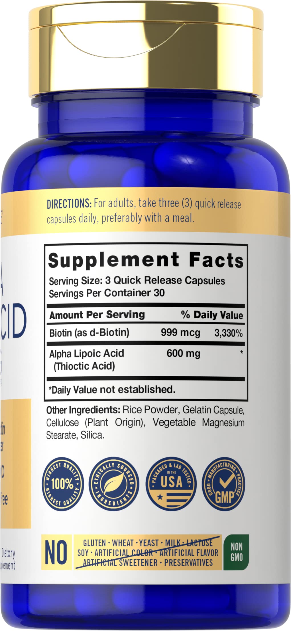 Carlyle Alpha Lipoic Acid 600mg with Biotin - 90 Capsules - image 2