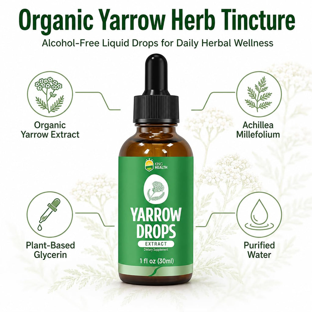KingHealth Yarrow Herb Tincture Alcohol-Free Extract - 1 Fl Oz - image 3