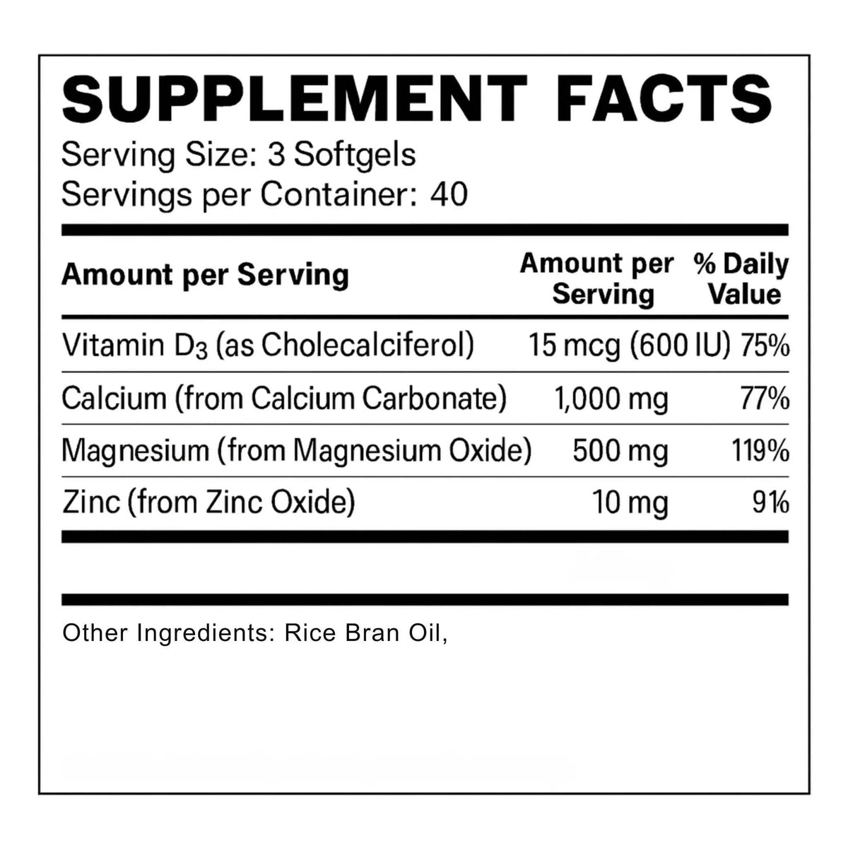 Manteniendo Tu Salud Calcium Magnesium D3 & Zinc Bone Support - 120 Softgels - image 2