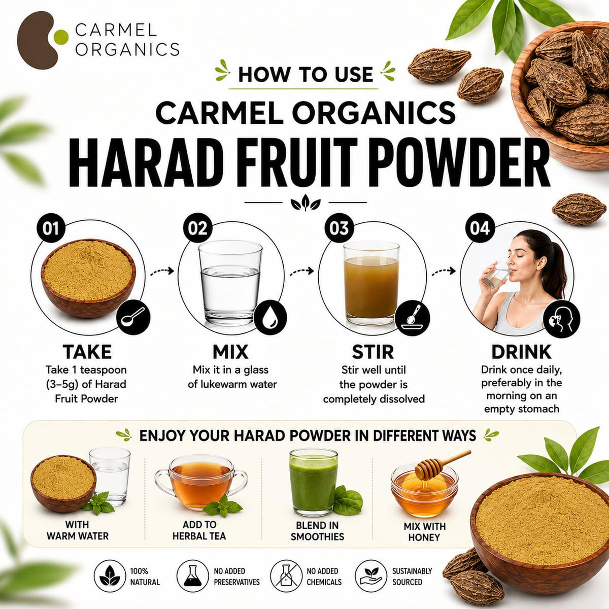 CARMEL ORGANICS Haritaki Fruit Powder - 8 Ounce - image 5