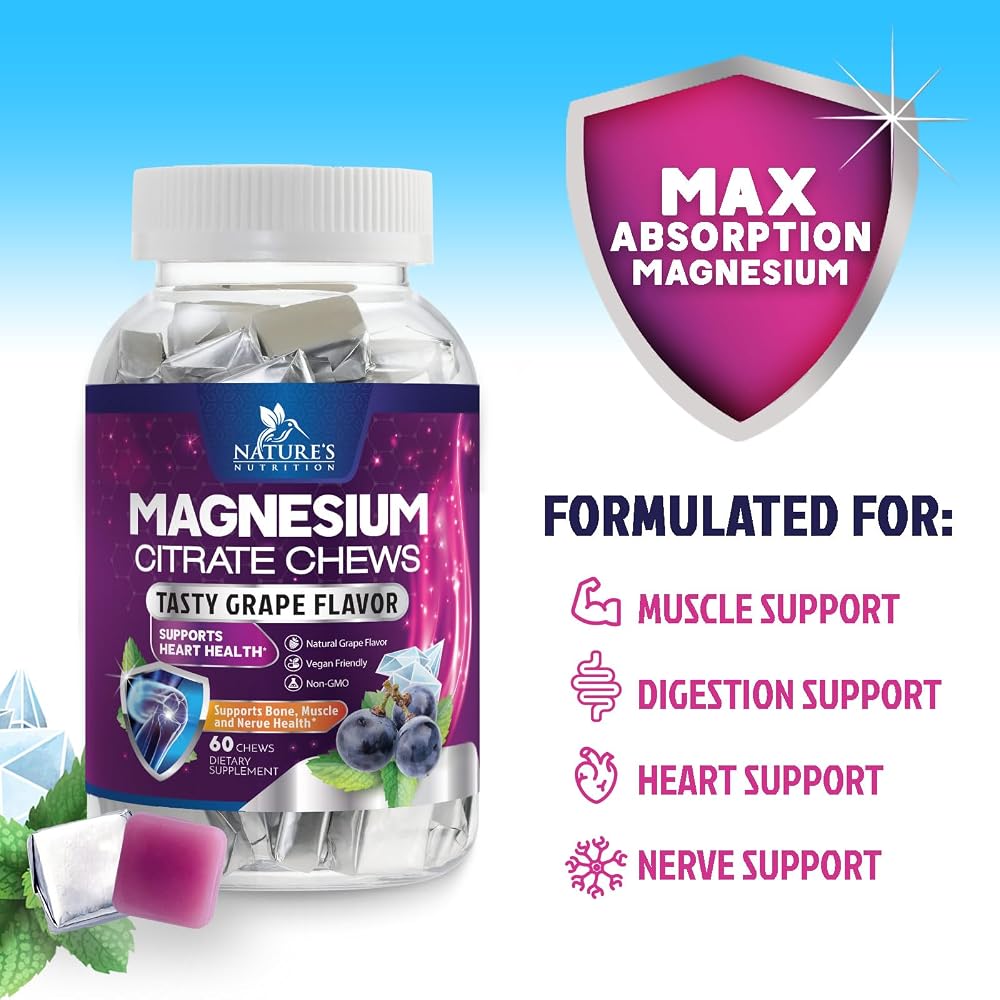 Nature's Nutrition Magnesium Citrate Chews 100mg - 60 Gummies - image 5