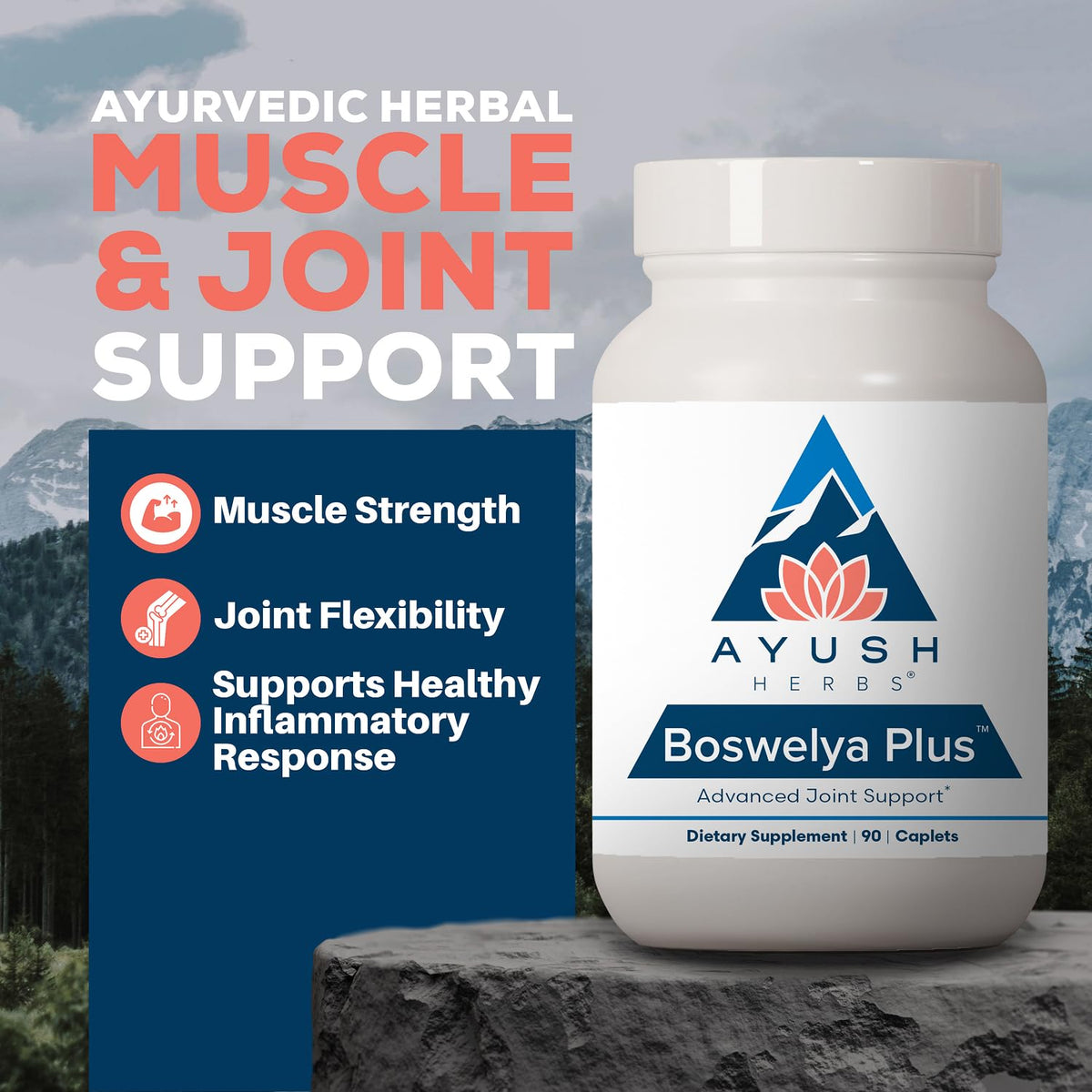 Ayush Herbs Boswelya Plus Joint Care with Curcumin - 90 Caplets - image 2