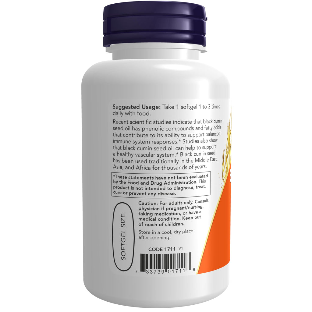 NOW Black Cumin Seed Oil 1,000 mg - 60 Softgels - image 3