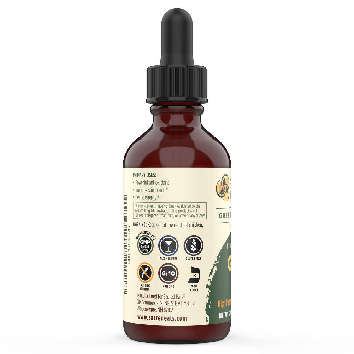Sacred Eats Green Tea Liquid Extract Drops for Gentle Energy - 2 Fl Oz - image 2