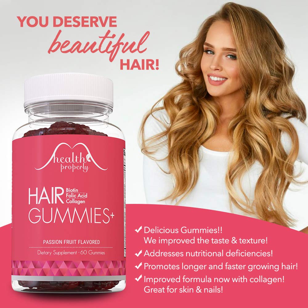 Health Properly Hair Gummies Plus with Biotin & Collagen - 60 Gummies - image 6