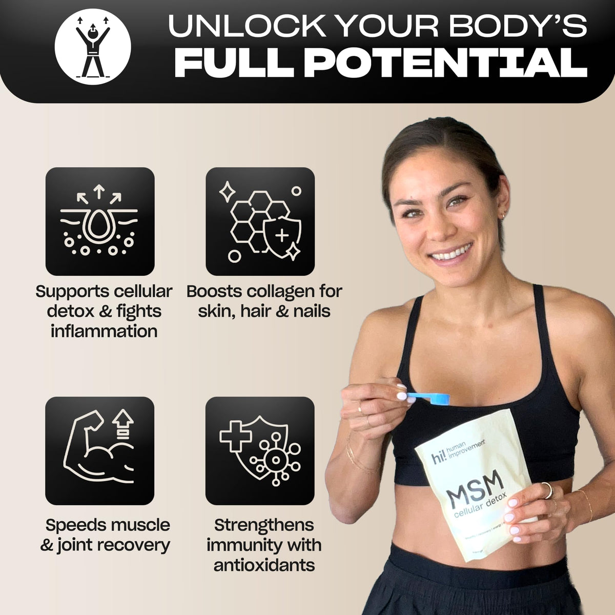 Human Improvement Pure MSM Powder Organic Sulfur - 64 Servings - image 2