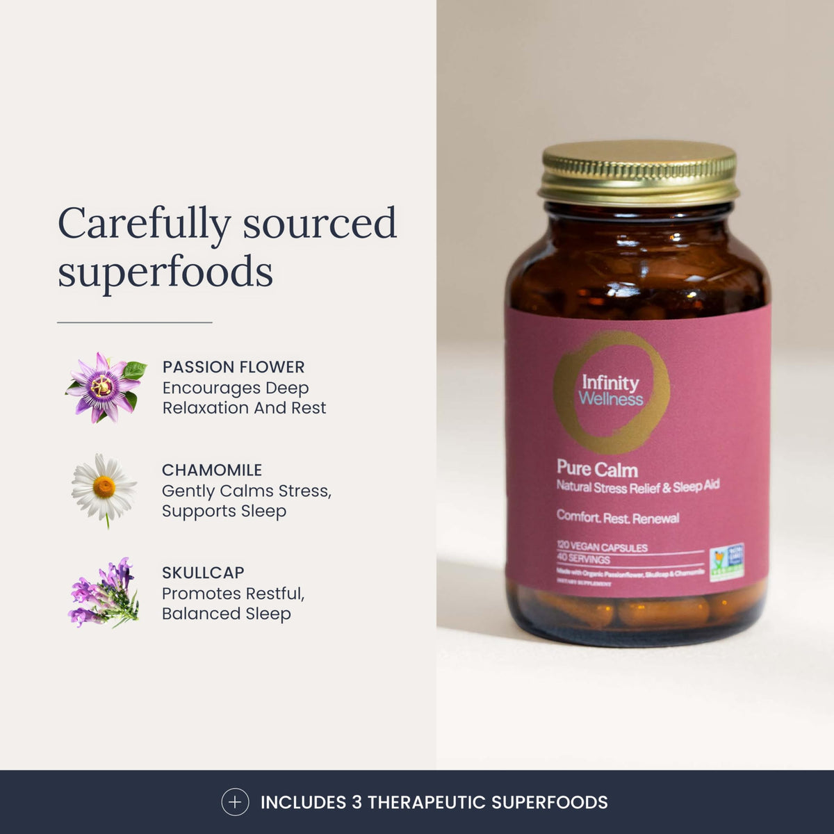 Infinity Greens Pure Calm Adaptogen Mood Support - 120 Capsules - image 3