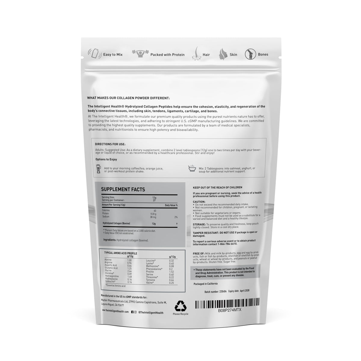 The Intelligent Health Hydrolysed Collagen Powder (Bovine) - High