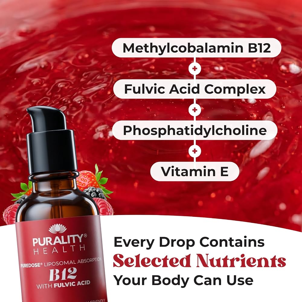 PURALITY HEALTH Liposomal Liquid Vitamin B12 2500mcg for Energy - 2 Fl Oz - image 5