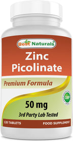 Best Naturals Zinc 50mg Picolinate Immune Support - 120 Tablets