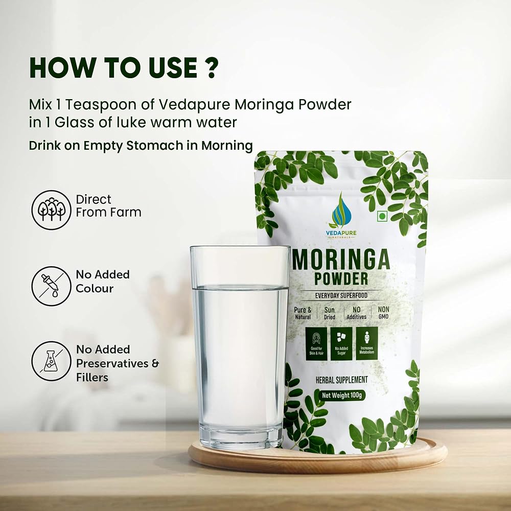 VEDAPURE Organic Moringa Oleifera Leaf Powder - 3.5 oz - image 3