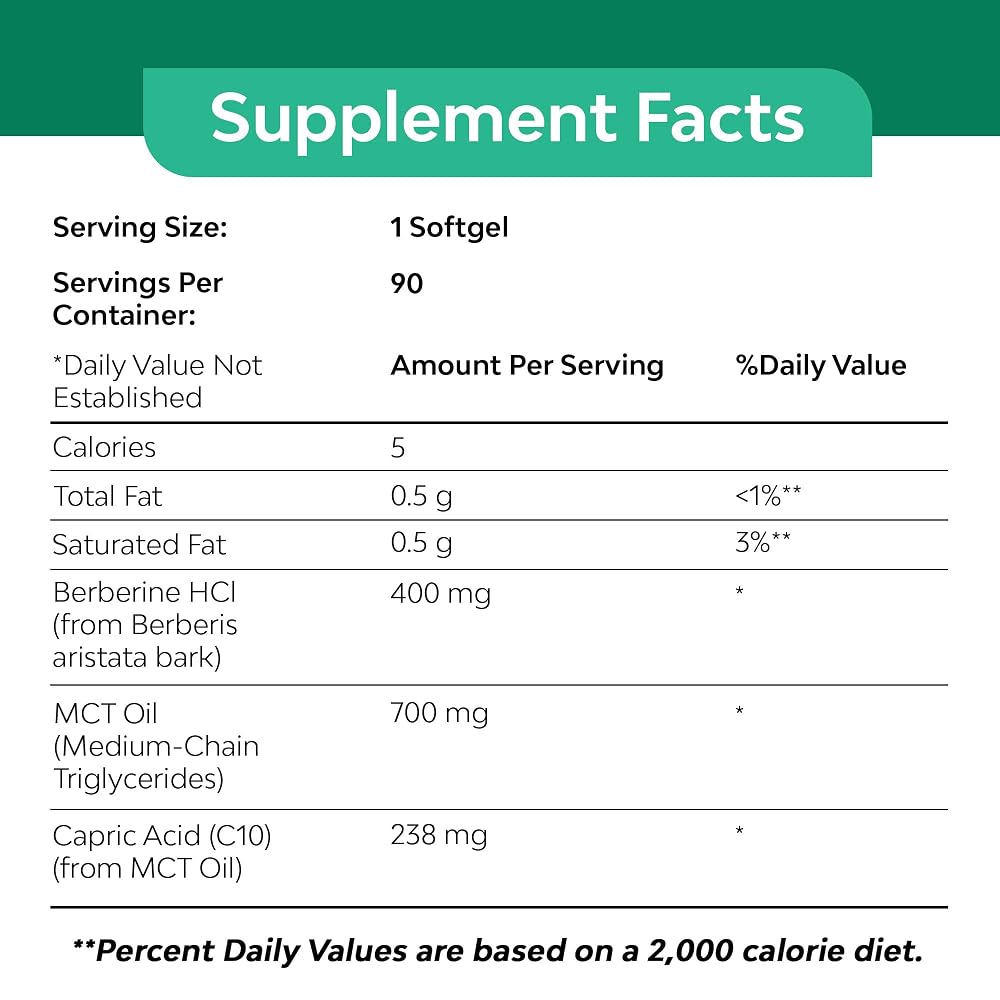 Best in Nature Berberine 400mg - 90 Softgels - image 4