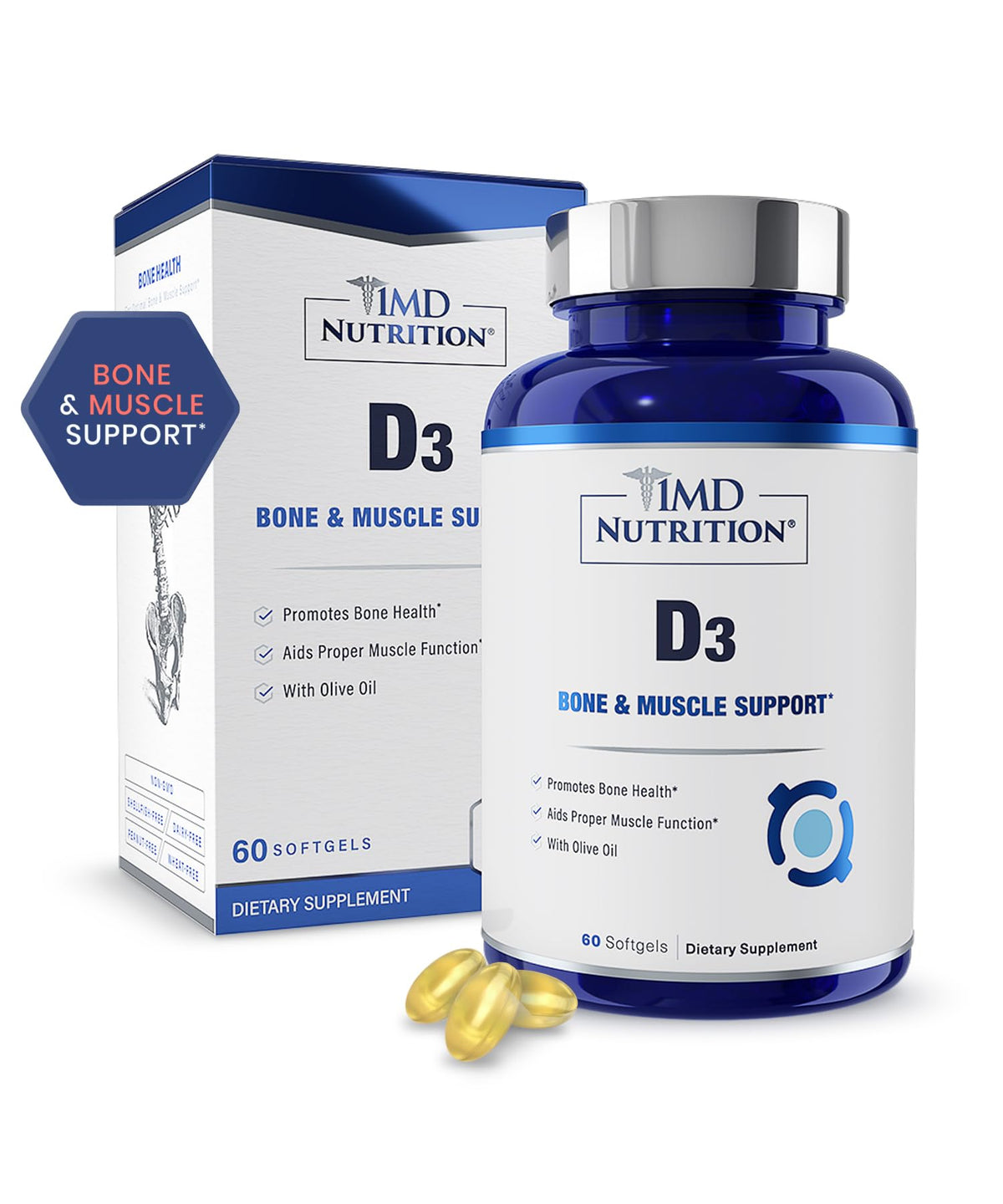 1MD Nutrition Vitamin D3 5000 IU Softgels - 90 Count